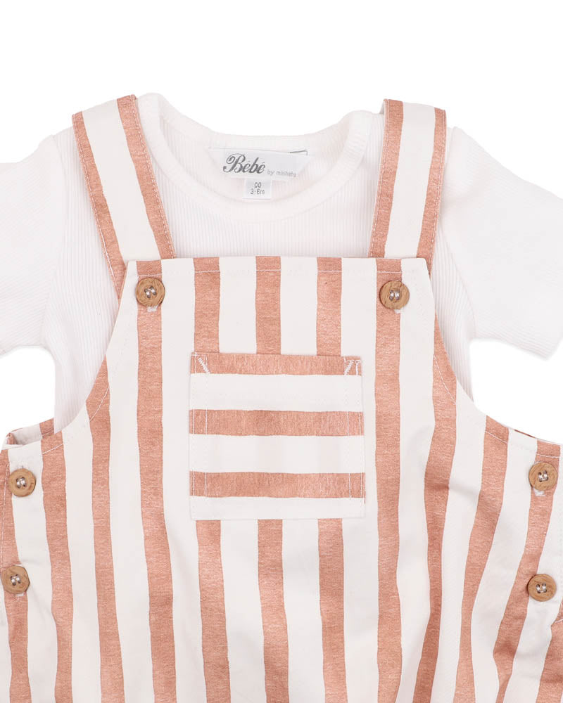 Bebe Max 2 Piece Set Bodysuit - Caramel Stripe