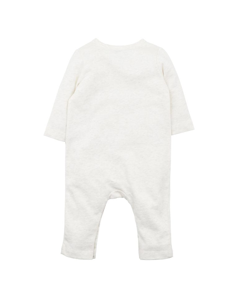 Bebe Austin Dog Scene Romper - Oat Marle