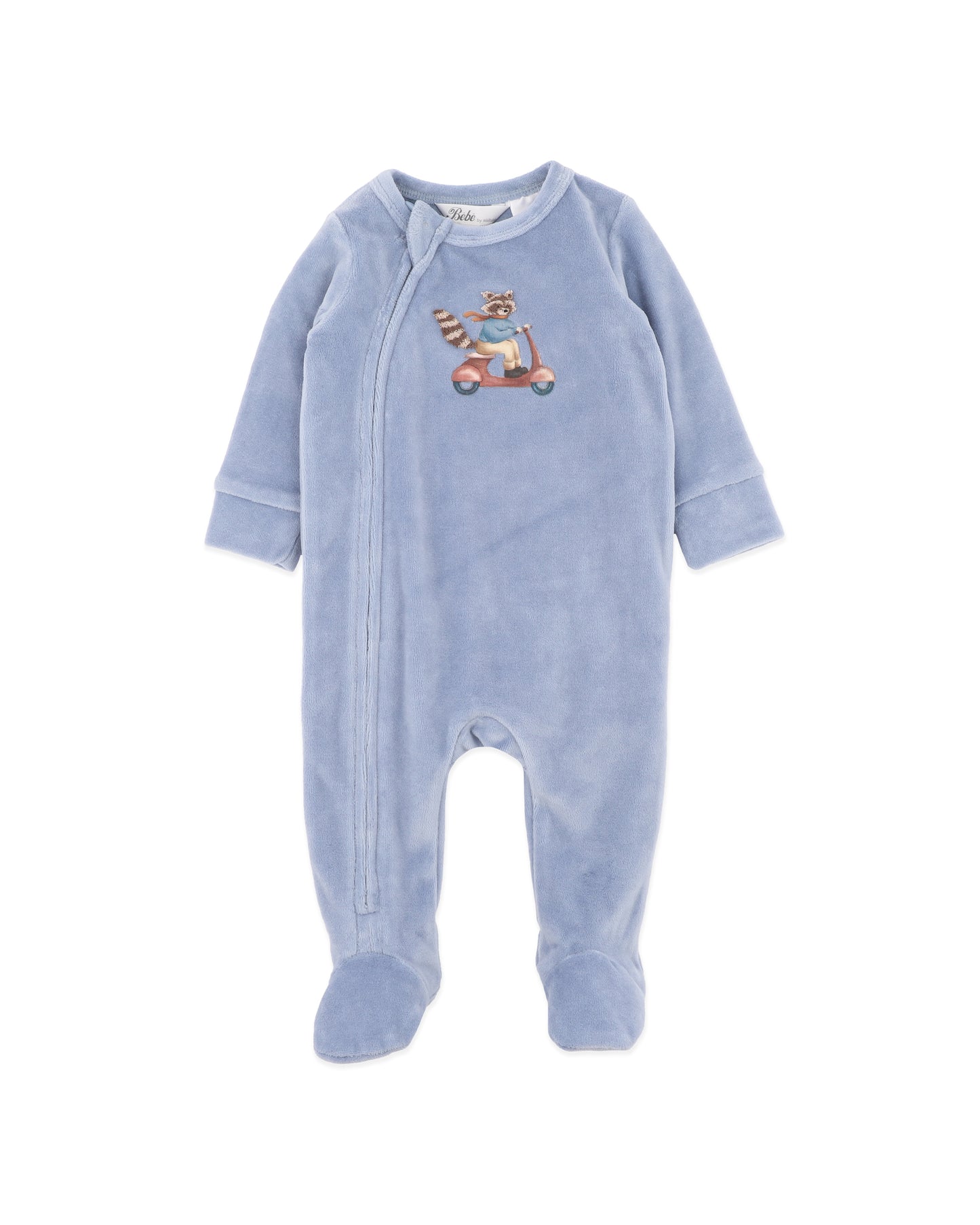 Bebe Alvin Velour Zip Onesie - Dusky Blue