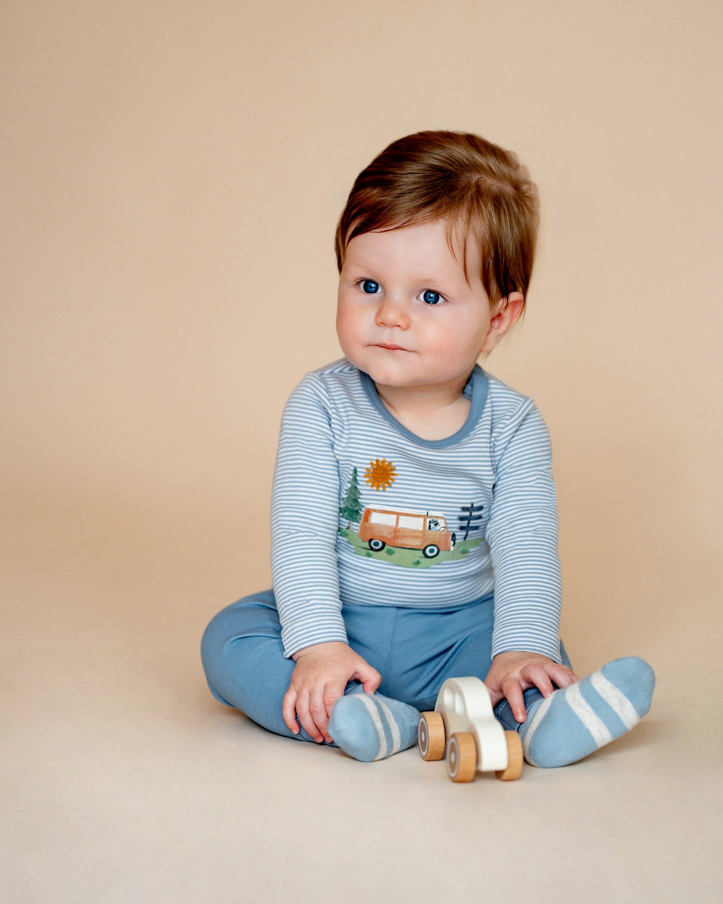 Bebe Alvin Stripe Organic LS Bodysuit
