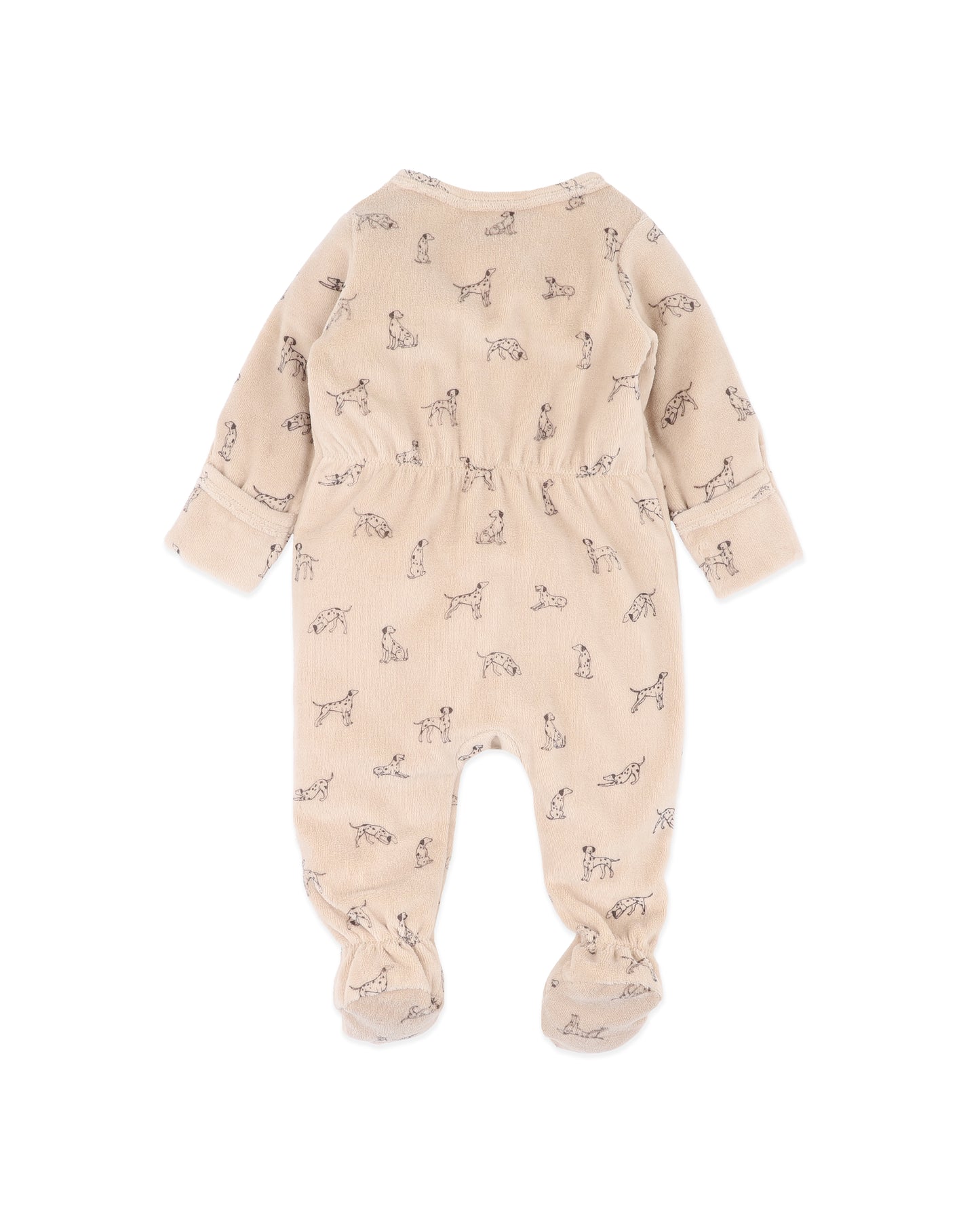 Bebe Otto Velour Zip LS Onesie - Biscuit