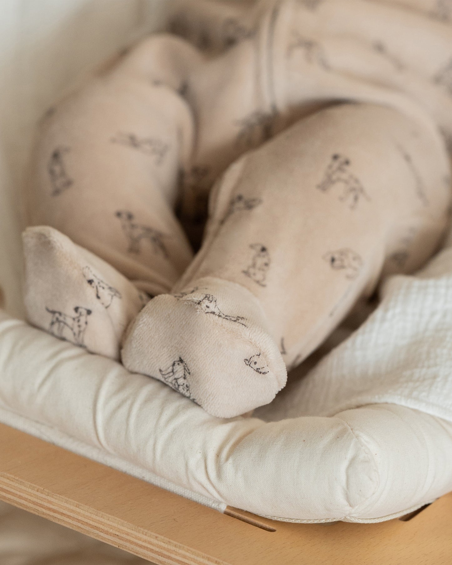 Bebe Otto Velour Zip LS Onesie - Biscuit