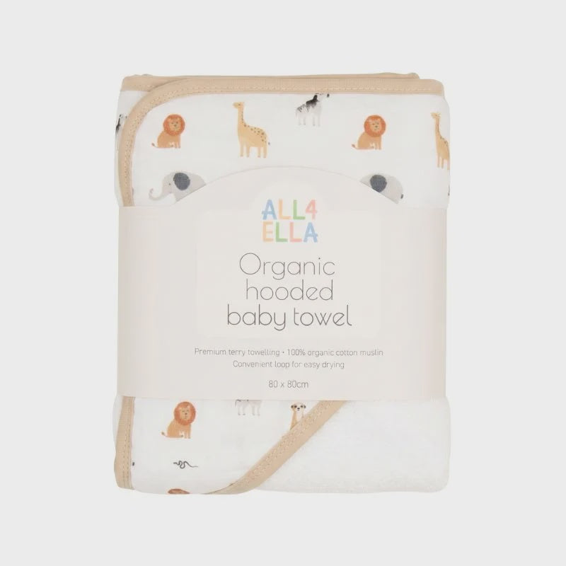 All4Ella Hooded Towel - Wild Animals