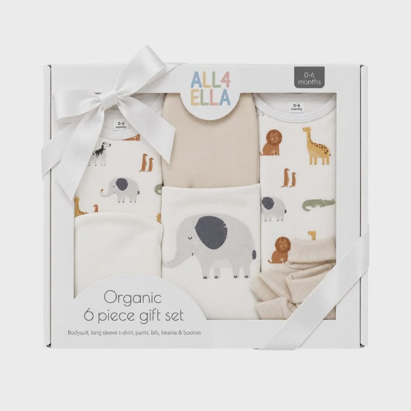 All4Ella Organic Clothing Set 6pcs - Wild Animals