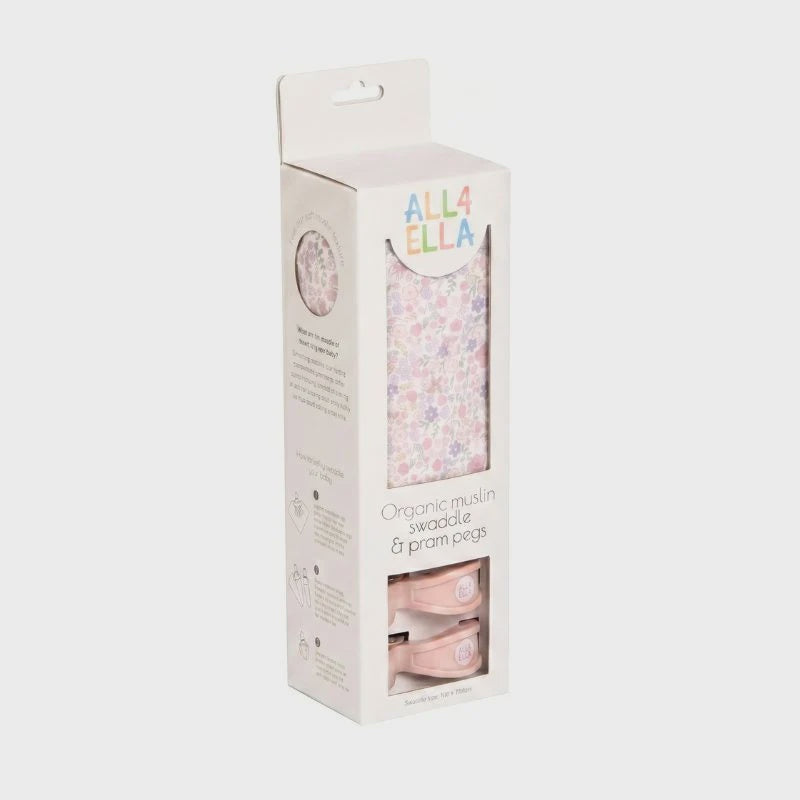 All4ella Muslin & 2 Pram Peg Box Set- Blossom