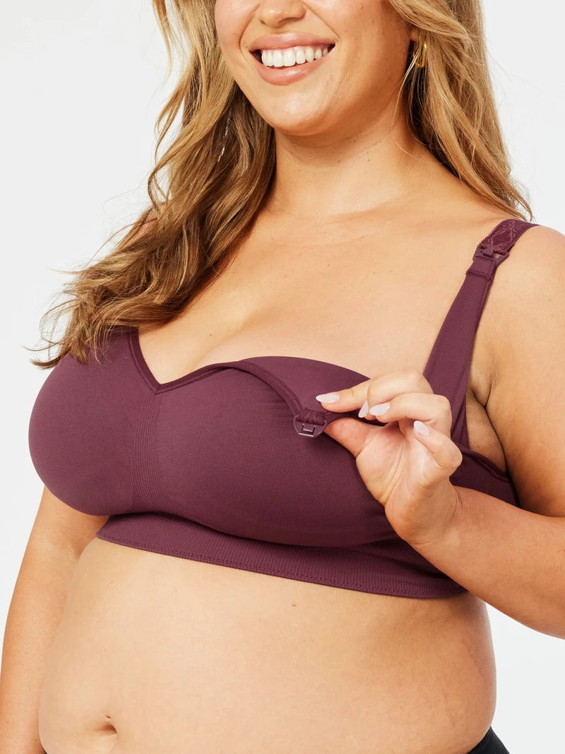 Cake Sugar Popping Candy Busty Maternity & Nursing Bra (F - H Cup) - Plum