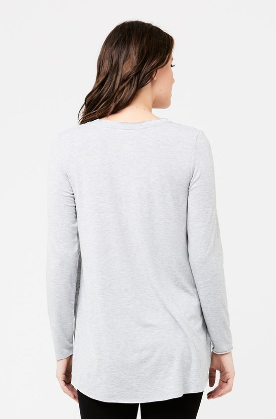 Ripe Raw Edge LS Nursing Top - Silver Marle