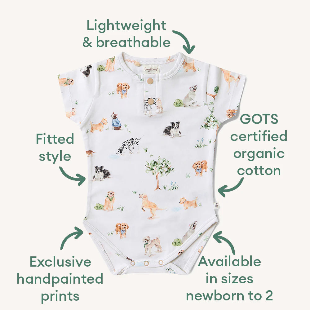 Snuggle Hunny Dog Park Short Sleeve Organic Bodysuit