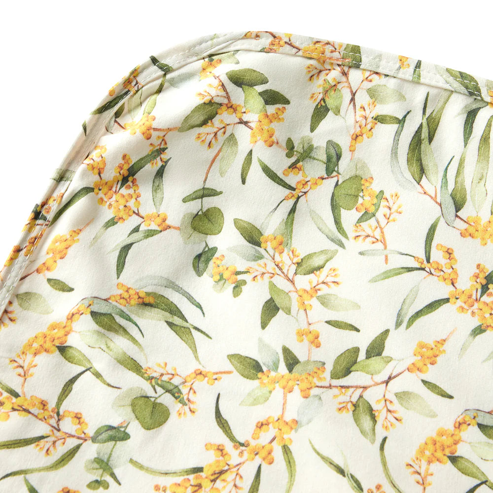 Snuggle Hunny Golden Wattle Organic Jersey Wrap & Topknot Set