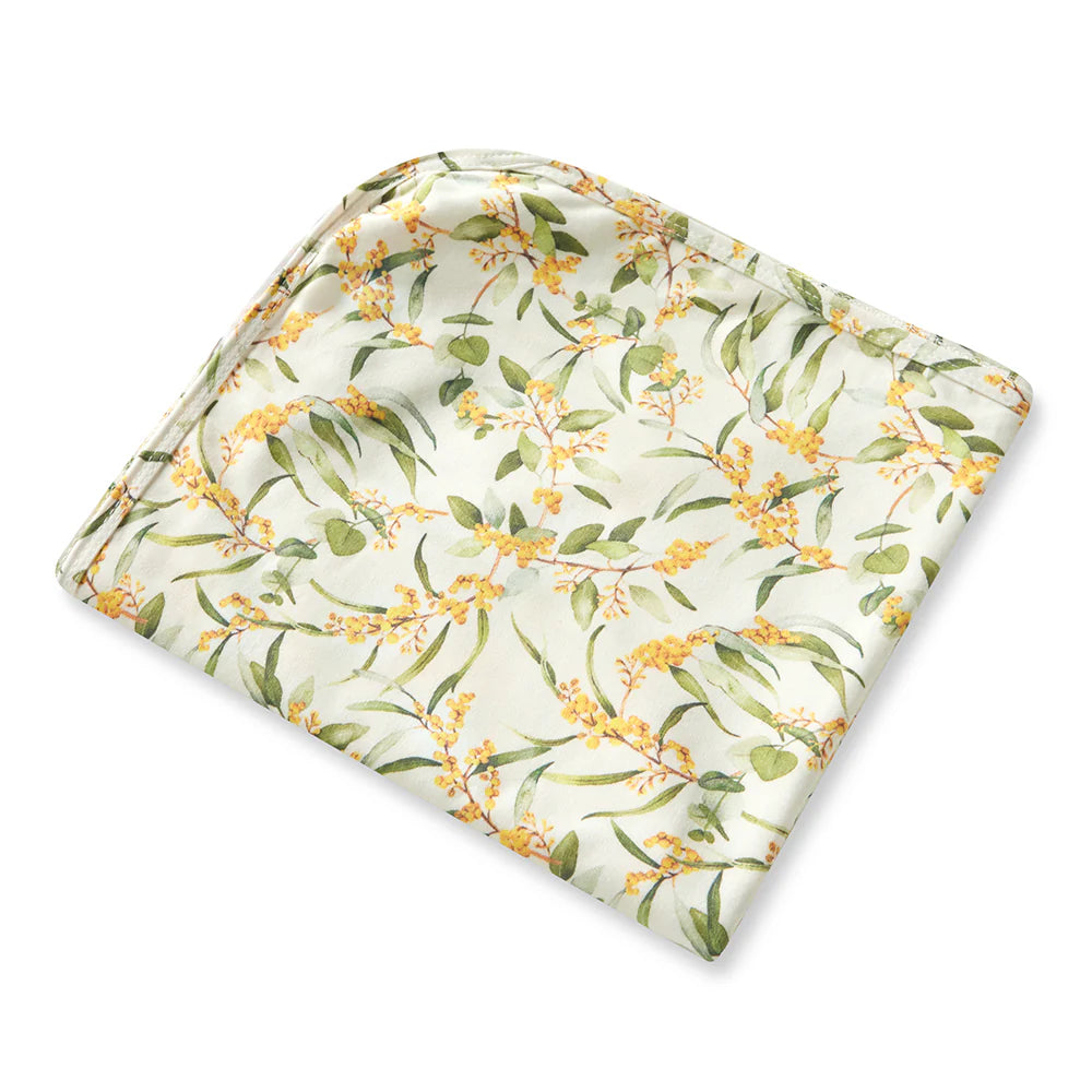 Snuggle Hunny Golden Wattle Organic Jersey Wrap & Topknot Set