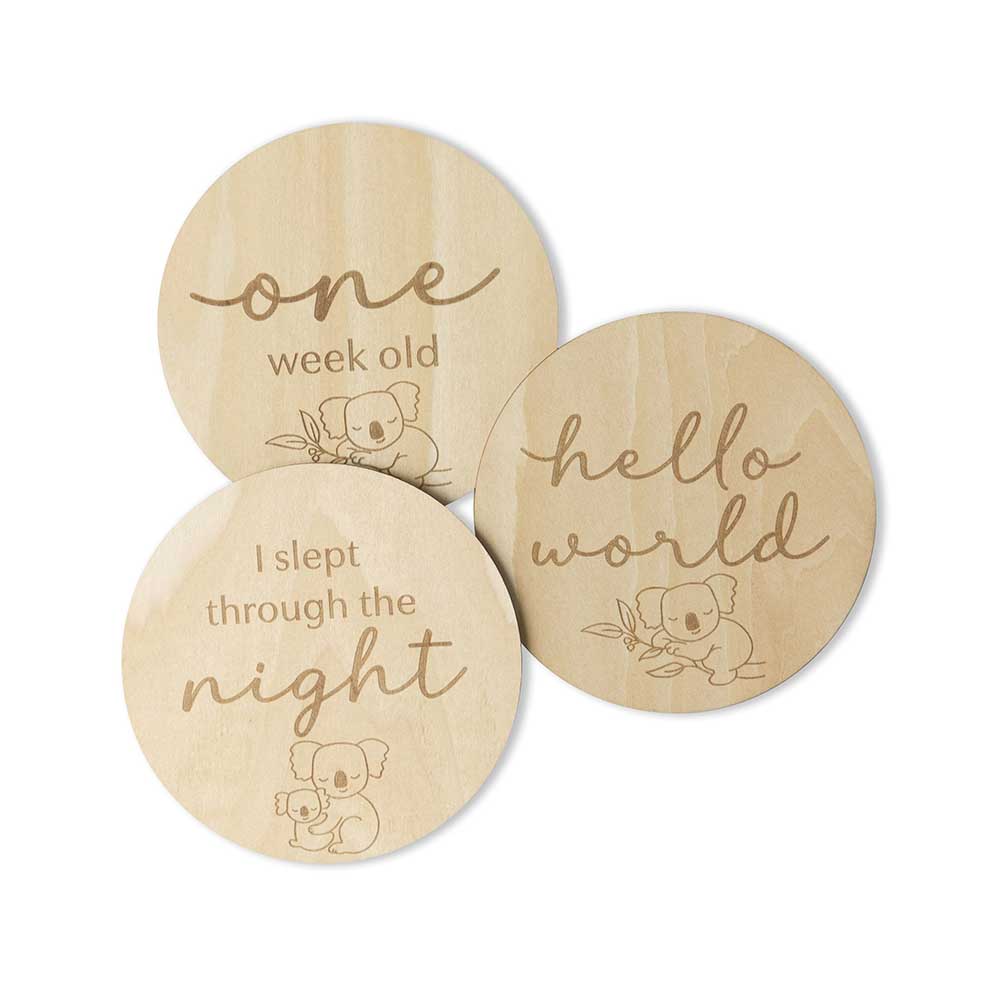 Snuggle Hunny Koala Wooden Milestone Cards