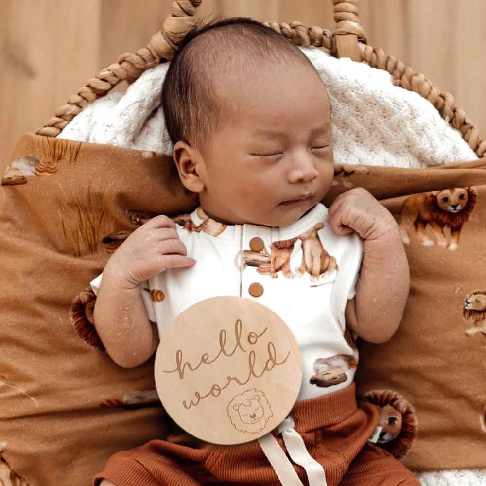 Snuggle Hunny Lion Wooden Milestone Cards