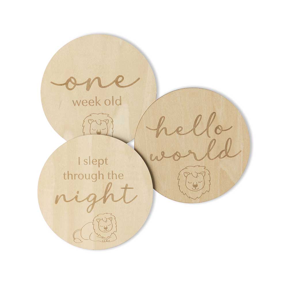 Snuggle Hunny Lion Wooden Milestone Cards