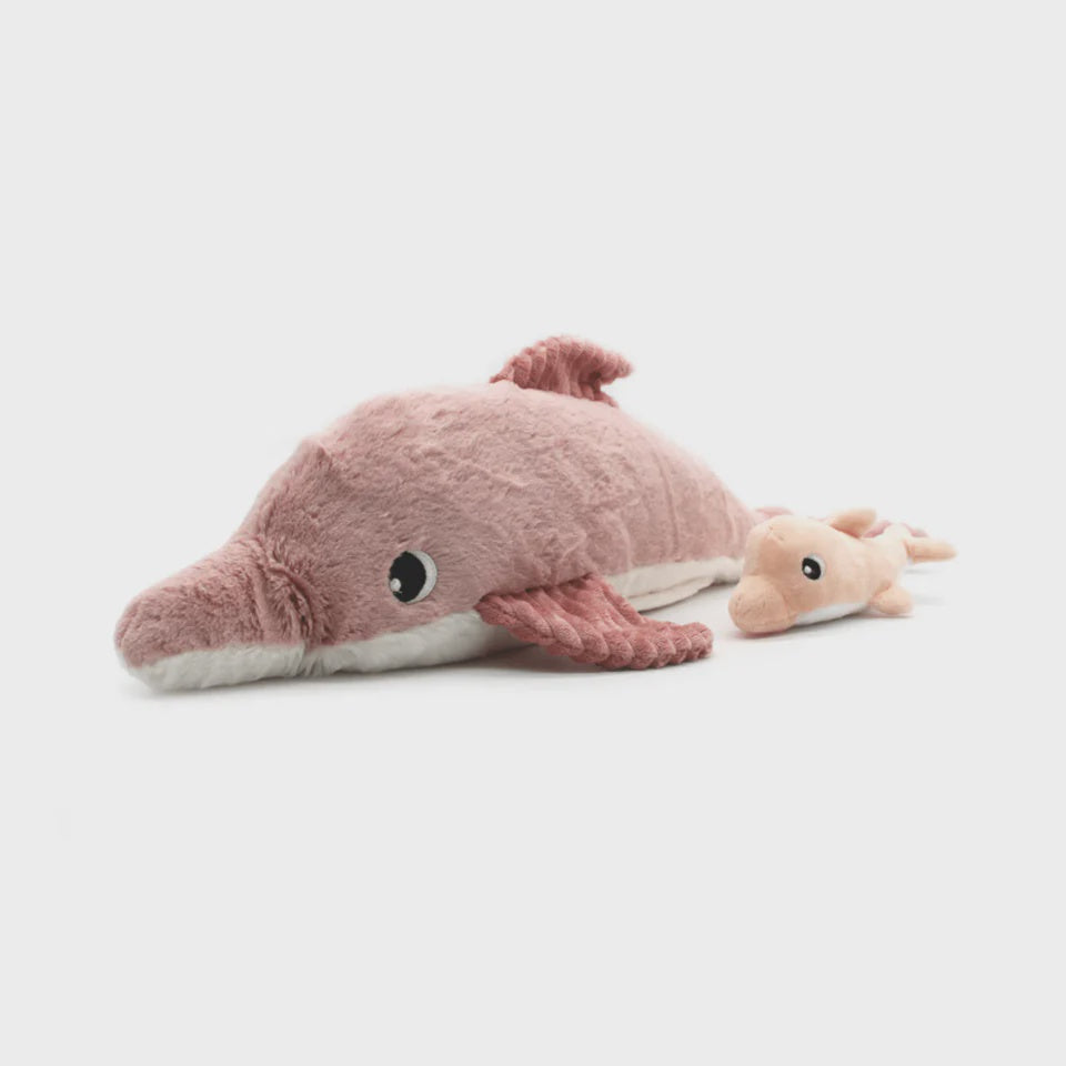 Les Ptipotos Tofou the Dolphin, Mum & Baby - Pink
