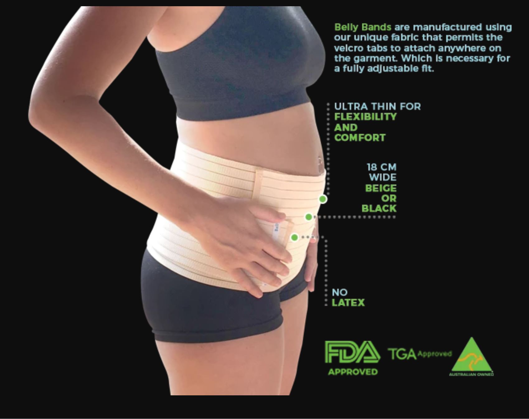 3-in-1 Pregnancy, Postpartum & C-Section Original Belly Band - Black